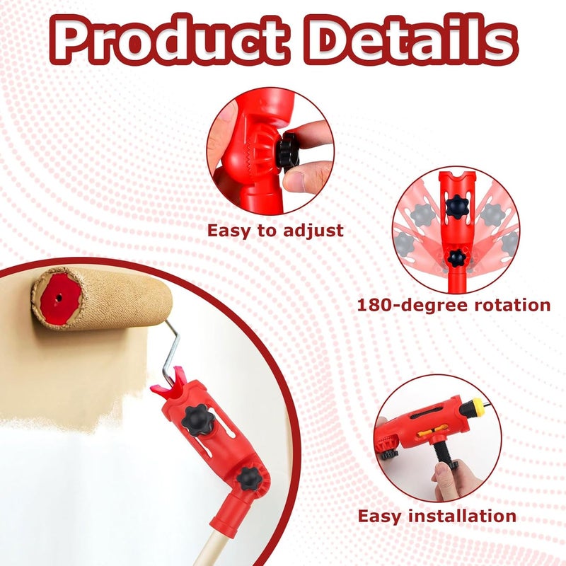 hinbkenla Multi-Angle Paint Brush Extender,Paint Brush Extension Pole,Paint Extension Pole,Paint Roller Extension Pole,Paint Brush Holder for Extension Pole for High Ceiling Rotating Head Walls Edges Corners - Image 3